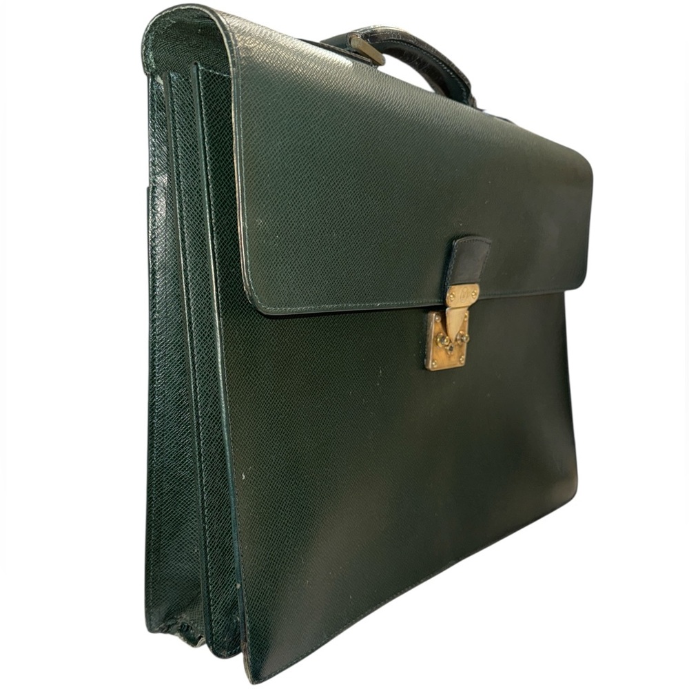 Louis Vuitton Green Brief Case Serviette Couseiller Taiga - Picture 2 of 13